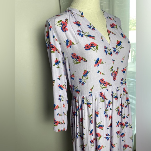 Anthropologie Maeve Juno Lilac Poppies Floral Spring Summer Tunic Dress XS - Picture 6 of 10